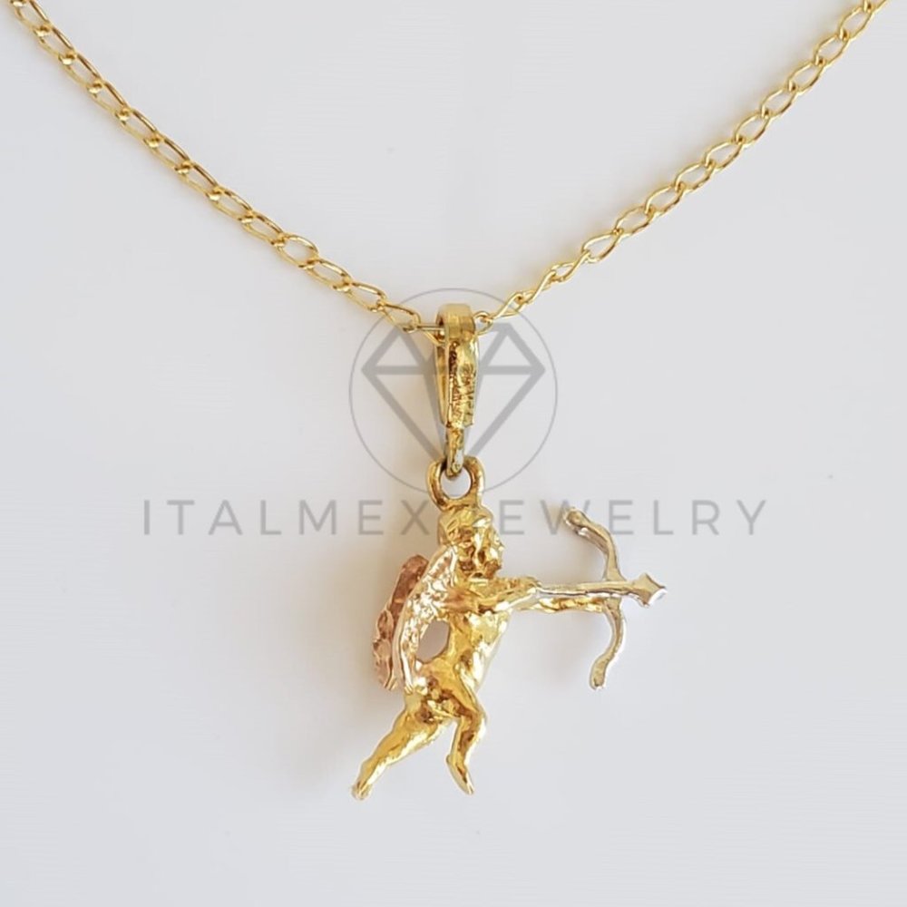 18K Gold Plated Cupid w. Arrow Pendant & 22" Chain